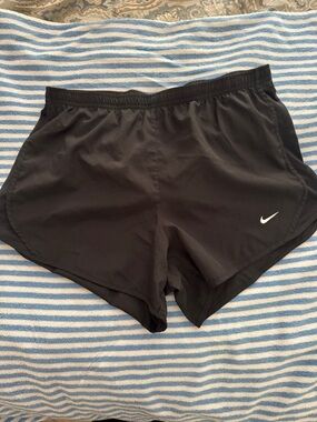 Nike Women’s Black Athletic Running Shorts with White Swoosh